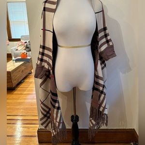 Plaid reversible sweater wrap with sleeves